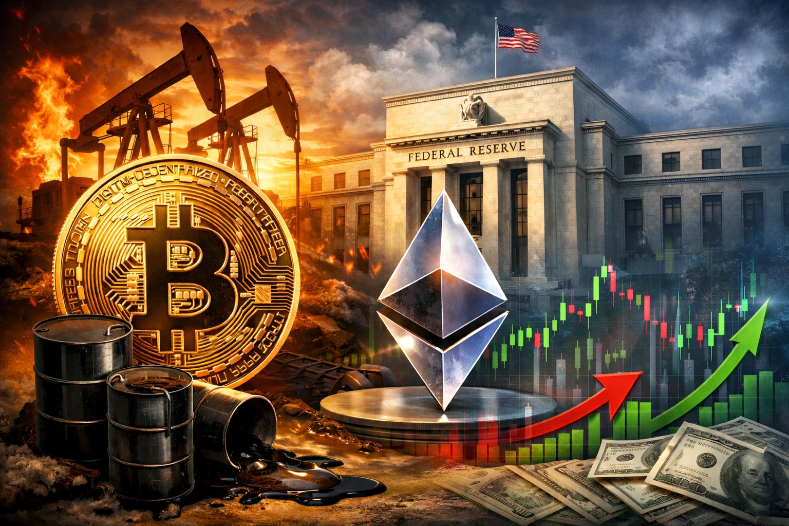 Öl-Schock und ETF-Story: Warum BTC und ETH am Makro-Tropf hängen