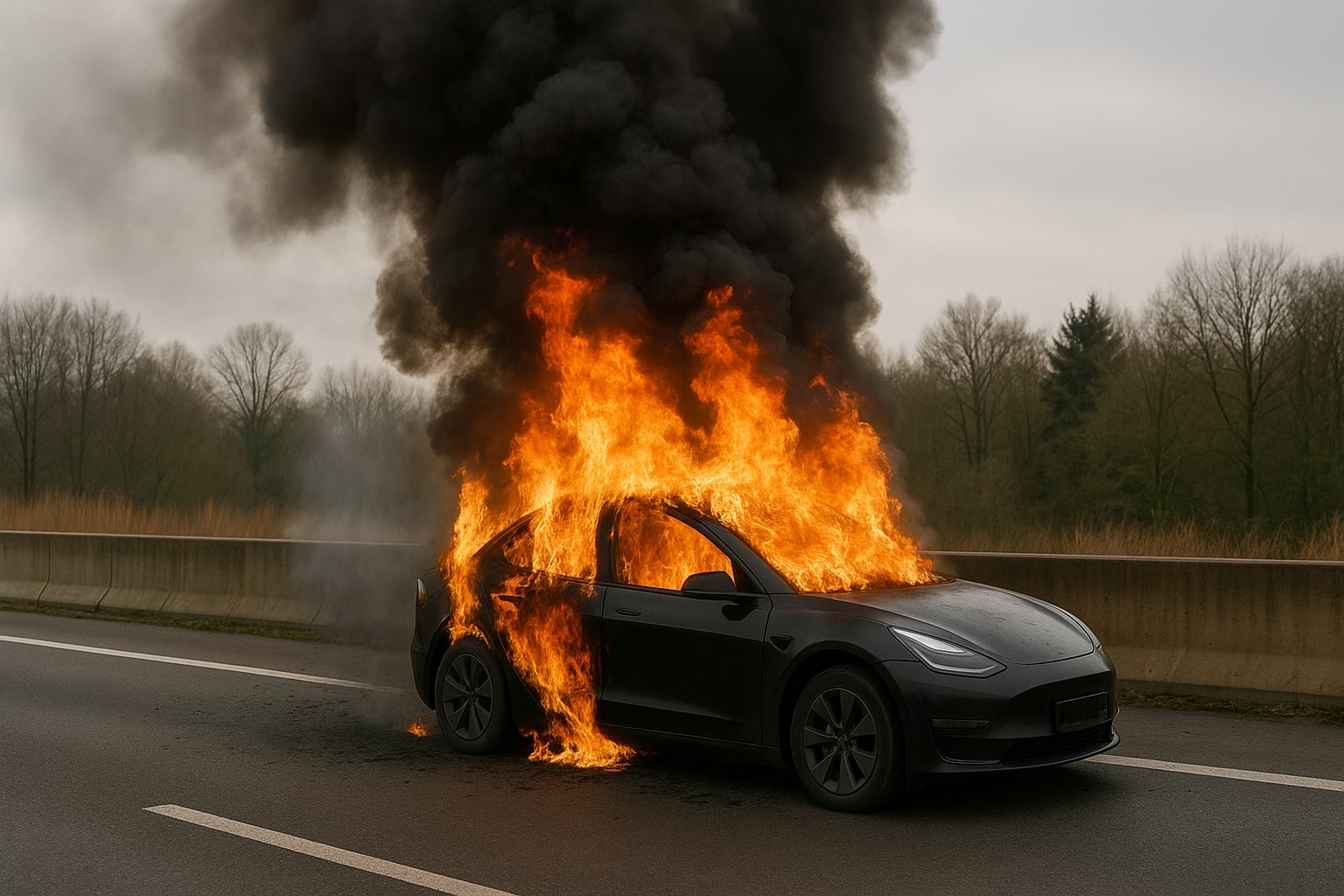 Tesla unter Druck: Deutscher und zwei Kinder sterben bei Autobrand